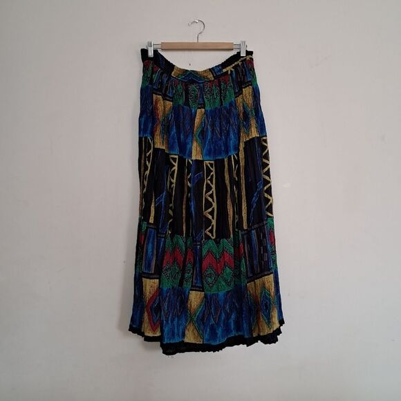 Vintage 90s Maxi Skirt One Size Broomstick Gauzy Tiered Boho Peasant Gypsy Artsy - Picture 5 of 9